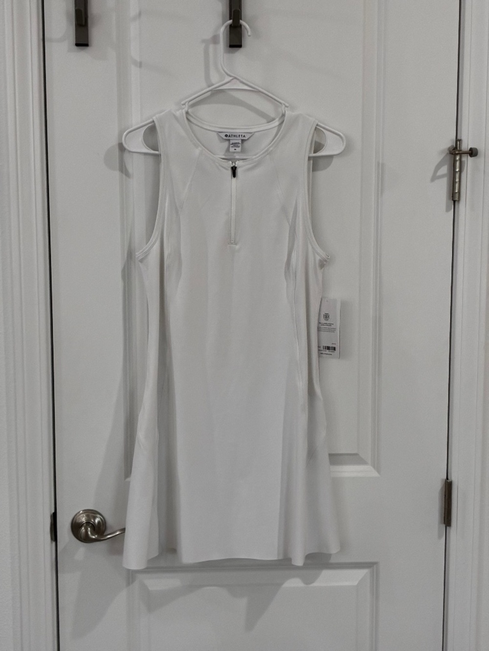 NWT Athleta white Ace  tennis dress with zipper, size medium